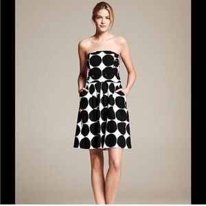 Banana Republic Marimekko Black and White Polka Dot Strapless Dress New